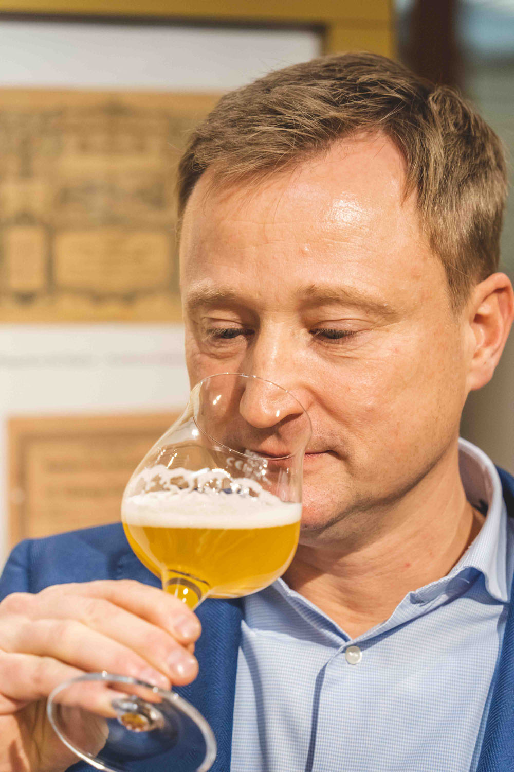 Visitors at a beer tasting in the German Hop Museum