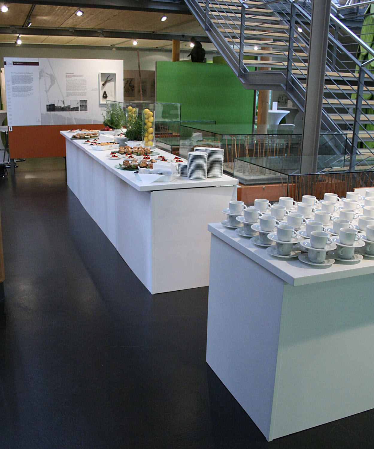 Catering stations in the museum