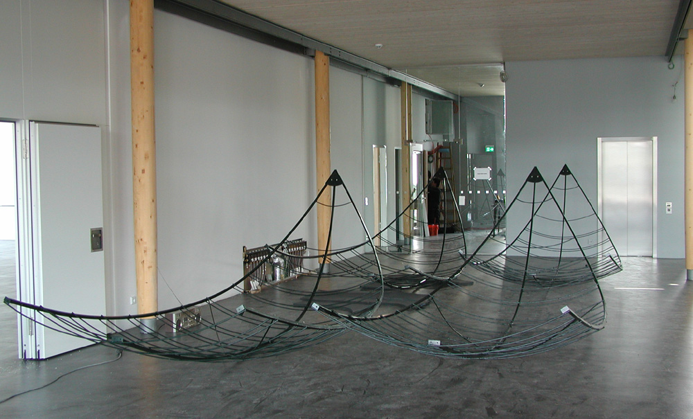 Einzelteile des Gerüstes. Heute steht dort die Museumskasse.