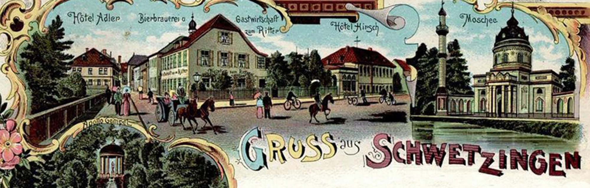 Ansichtskarte von Schwetzingen, um 1900.